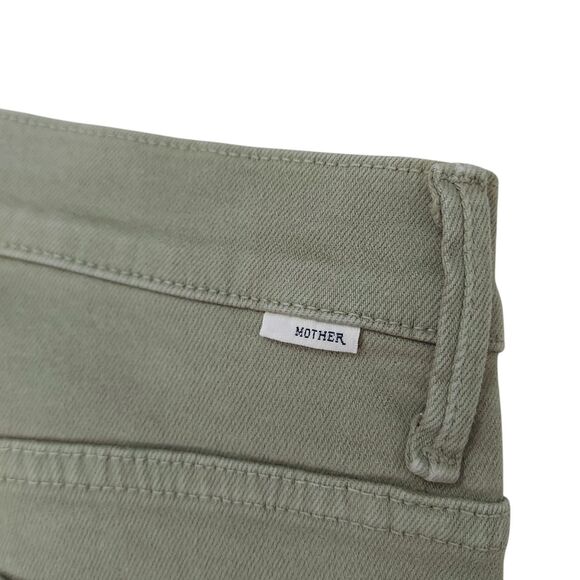 Mother Jeans Womens 27 Oil Green High Waisted Smoking Double Ankle Premium Denim - Picture 14 of 14